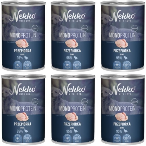 Nekko Monoprotein Adult Karma mokra dla psa Przepiórka 6 x 400g