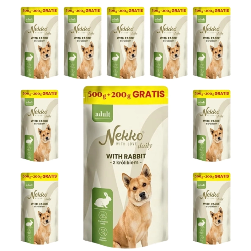 Nekko Daily Adult królik mokra karma dla dorosłego psa 10x 700g