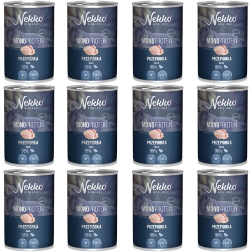 Nekko Monoprotein Adult Karma mokra dla psa Przepiórka 12 x 400g