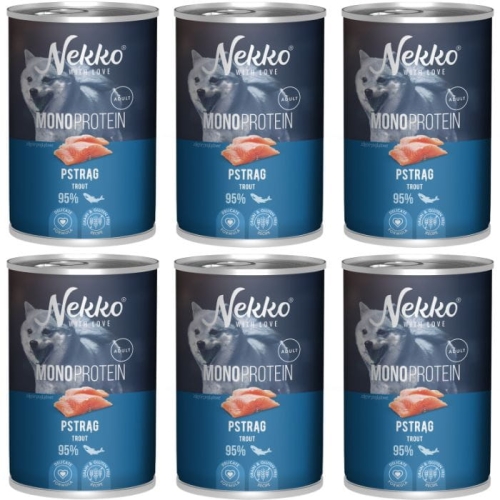 Nekko Monoprotein Adult Karma mokra dla psa Pstrąg 6 x 400g