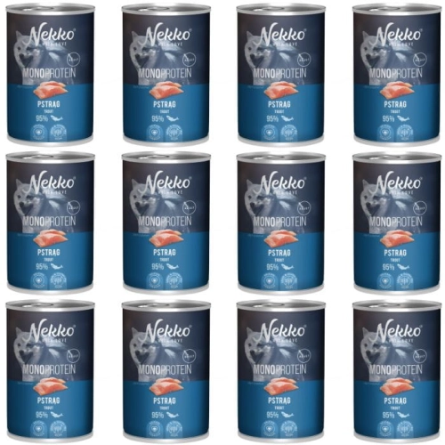 Nekko Monoprotein Adult Karma mokra dla psa Pstrąg 12 x 400g