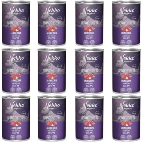 Nekko Monoprotein JUNIOR Karma mokra dla psa Jagnięcina z ryżem 12 x 400g