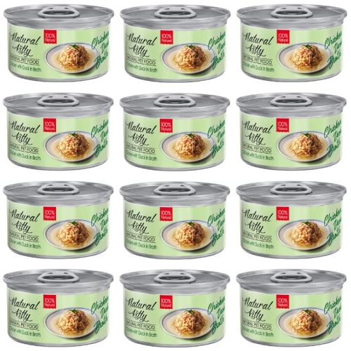 Natural Kitty Kurczak z kaczką w bulionie 12 x 80g Mokra karma dla kotów