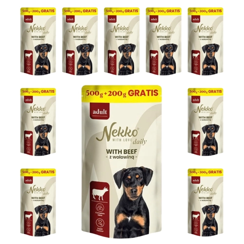 Nekko Daily Adult wołowina mokra karma dla dorosłego psa 10x 700g