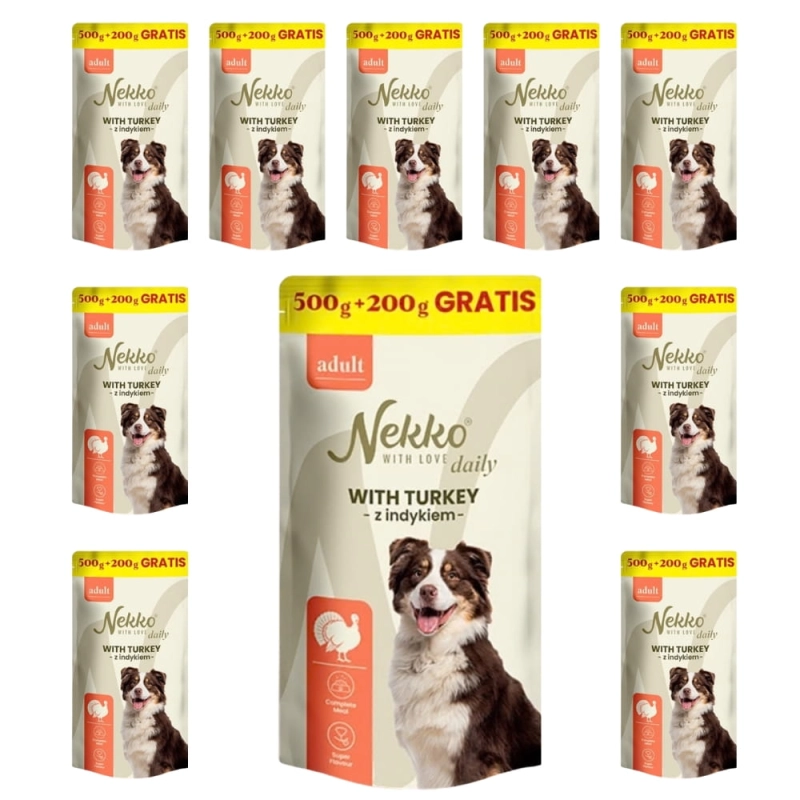 Nekko Daily Adult indyk mokra karma dla dorosłego psa 10x 700g