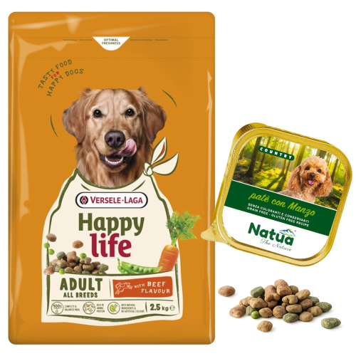 VL Happy Life Adult Dog Beef  2,5kg + Natua pies Beef tacka 100g