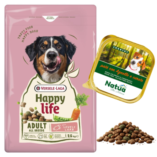 VL Happy Life Adult Dog Lamb Sucha 2,5kg + Natua pies Lamb&Carrots tacka 100g