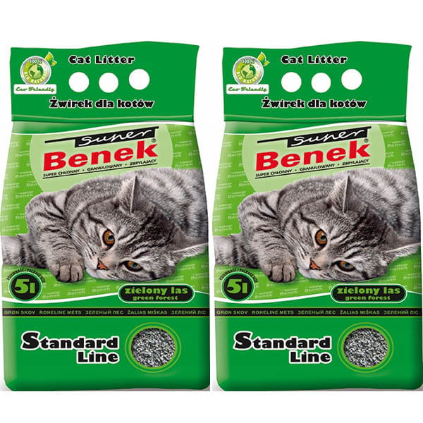 Super Benek Zielony Las żwirek bentonitowy zbrylający dla kota 2x 5L