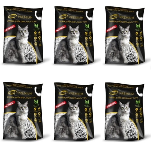 Hilton Żwirek super zbrylający Tofu 6 x 2,5 kg dla kota