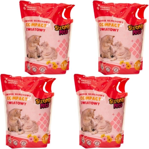 STRONG PETS Żwirek Silikonowy Dla Kota Drobny Compact Kwiatowy 4 x 7,6L