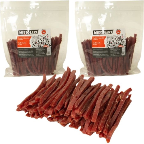 Mięsołaki Paski z kaczki miękkie 2 x 500g Przysmak dla psa