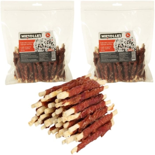 Mięsołaki Pałeczki owinięte mięsem kaczki 2 x 500g Przysmak dla psa