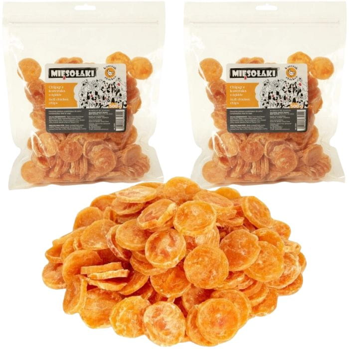 MięsoŁaki miękkie chipsy z kurczaka naturalny przysmak dla psa 2x 500g