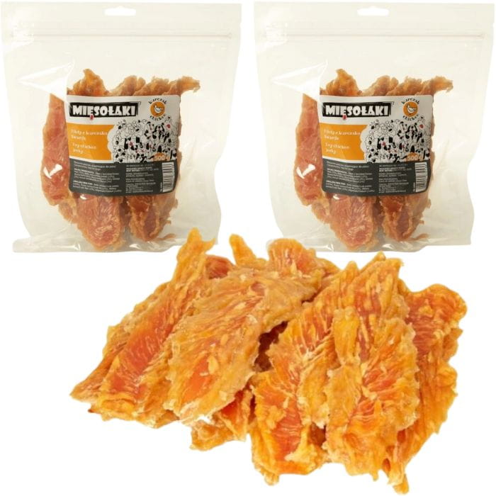 MięsoŁaki suszone filety z kurczaka naturalny przysmak gryzak dla psa 2x 500g