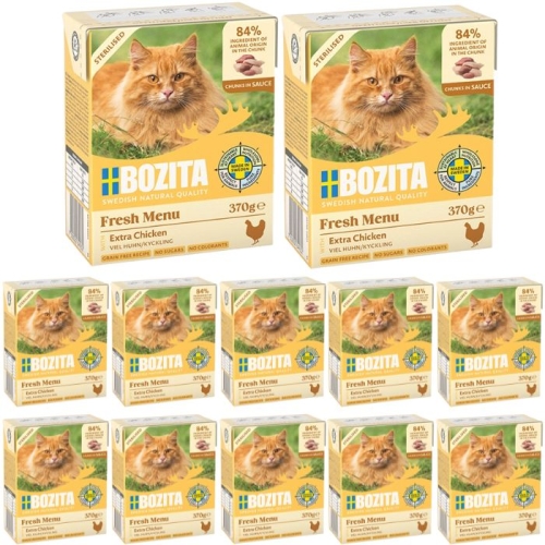 Bozita Cat Sterilised z Extra Kurczakiem kawałki w sosie kartonik 12 x 370g