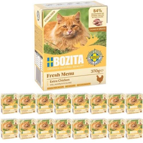 Bozita Cat Sterilised z Extra Kurczakiem kawałki w sosie kartonik 16 x 370g