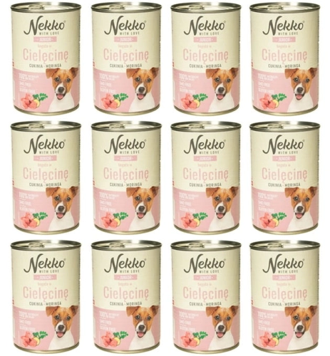 Nekko Junior mokra karma dla szczeniąt cielęcina cukinia moringa 12x 400g