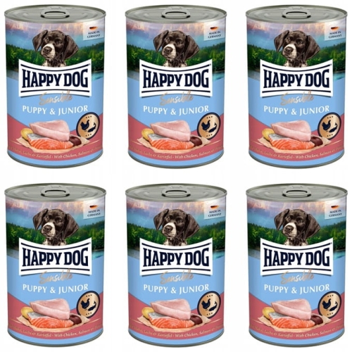 Happy Dog Sensible Puppy Junior kurczak łosoś 6 x 400g