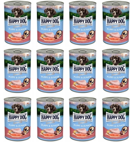 Happy Dog Sensible Puppy Junior kurczak łosoś 12 x 400g
