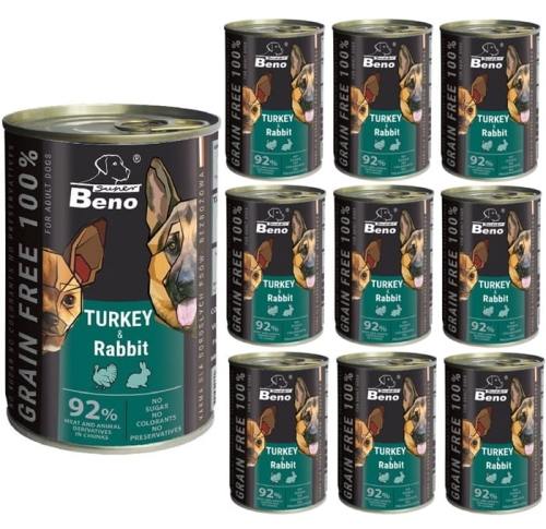 Super Beno Bezzbożowe kąski w sosie Z INDYKIEM dla psa 10 x 415g