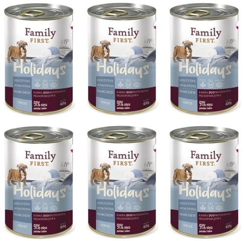Family First Junior Karma dla szczeniąt Dziczyzna wołowina 6 x 400g