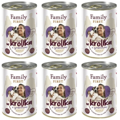 Family First Mokra karma dla psa Królik z gruszkami 6 x 400g