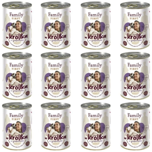 Family First Mokra karma dla psa Królik z gruszkami 12 x 400g