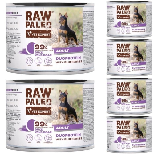 Raw Paleo Duck&Boar Adult dla psów duoproteina kaczka z dzikiem 6 x 200g