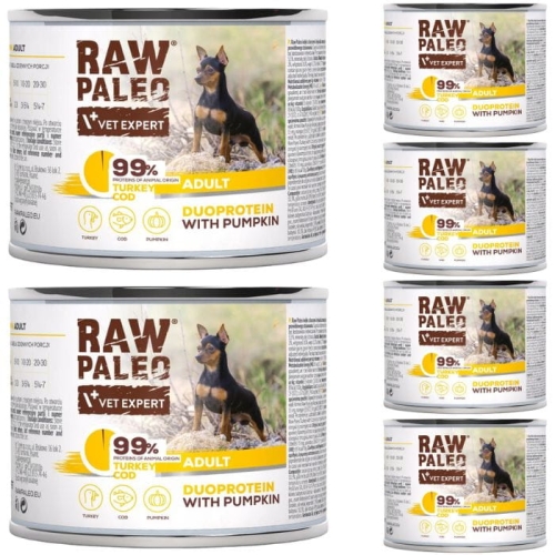 Raw Paleo Turkey&Cod Adult dla psów indyk z dorszem 6 x 200g