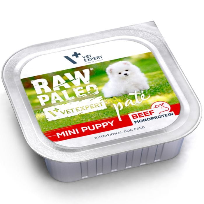Vet Expert Raw Paleo Mini Puppy wołowina monobiałkowy pasztet dla szczeniąt 24x 150g
