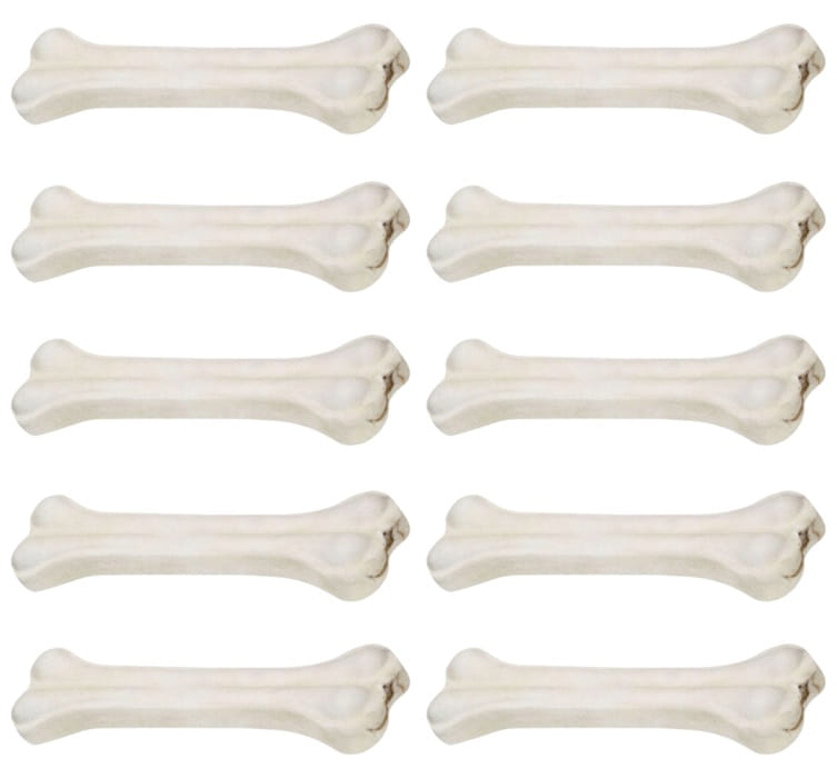 Hau&amp;Miau biała kość prasowana ze skóry wołowej gryzak dla psa 10cm 10 sztuk
