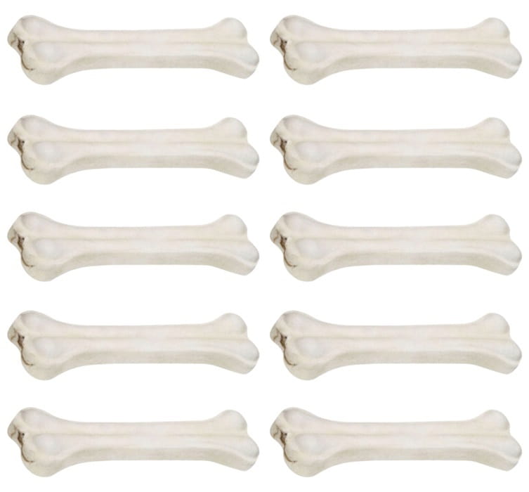 Hau&amp;Miau biała kość prasowana ze skóry wołowej gryzak dla psa 12,5cm 10 sztuk
