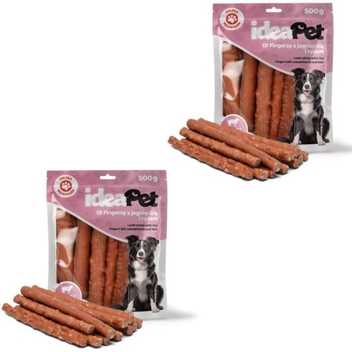 ideaPet Fingersy z jagnięciną i ryżem 2 x 500g Kabanosy Przysmak dla psa