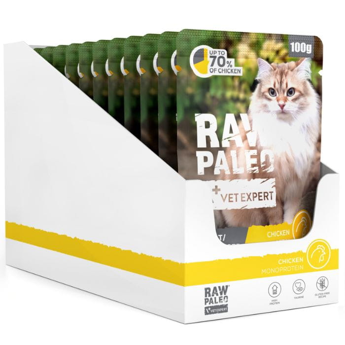 Vet Expert Raw Paleo kurczak monoproteinowa karma dla kota sterylizowanego 12x 100g