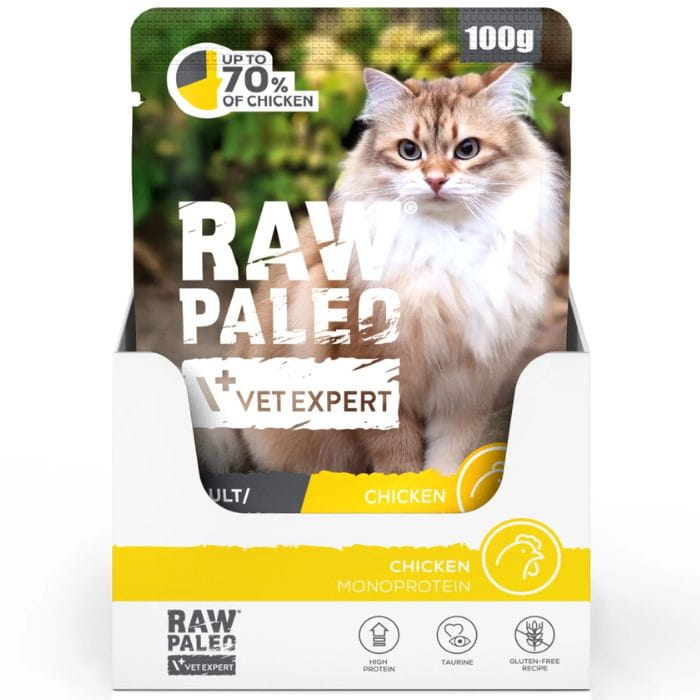 Vet Expert Raw Paleo kurczak monoproteinowa karma dla kota sterylizowanego 12x 100g