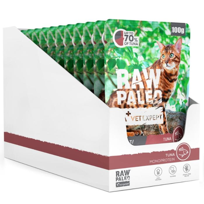 Vet Expert Raw Paleo tuńczyk monoproteinowa mokra karma dla kota sterylizowanego 12x 100g