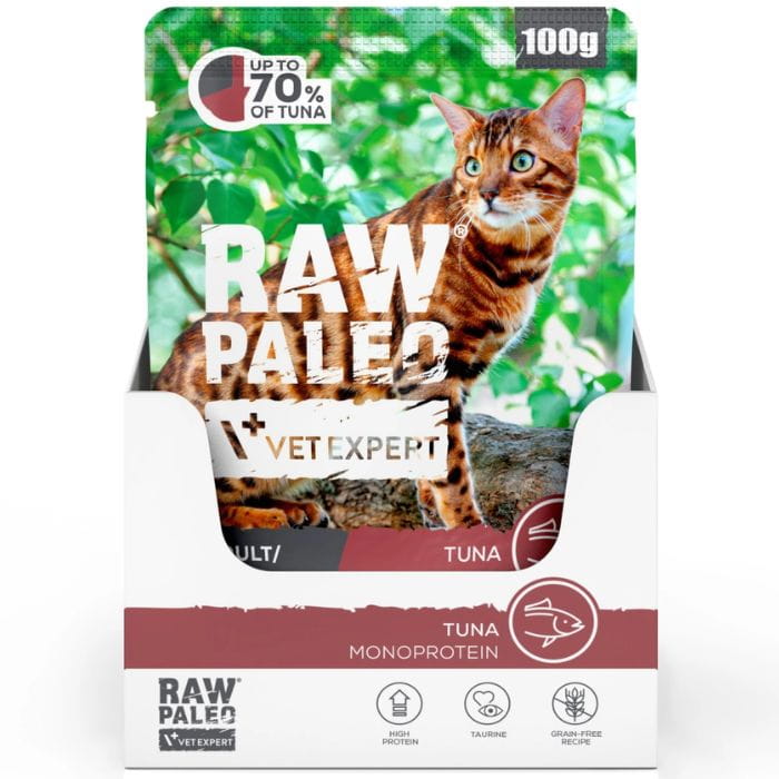 Vet Expert Raw Paleo tuńczyk monoproteinowa mokra karma dla kota sterylizowanego 12x 100g