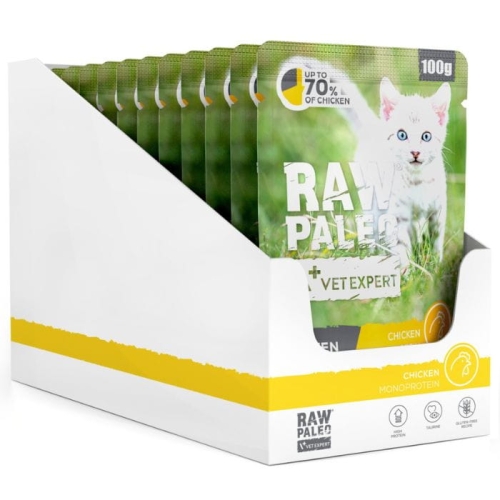 Raw Paleo Kitten Cat Chicken 12 x 100g Mokra karma dla kociąt Kurczak Mono