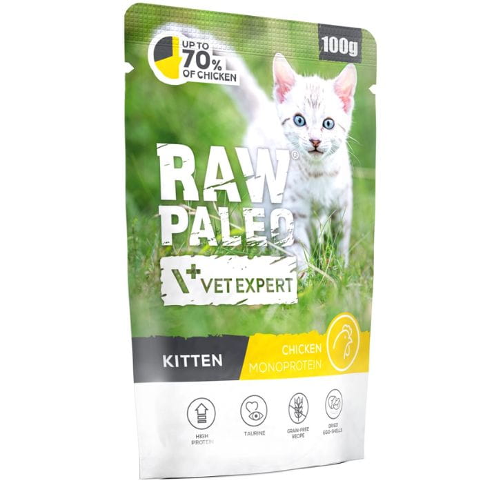 Vet Expert Raw Paleo Kitten kurczak monoproteinowa mokra karma dla kociąt 12x 100g
