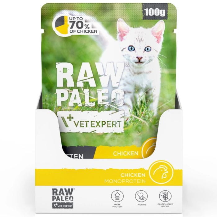 Vet Expert Raw Paleo Kitten kurczak monoproteinowa mokra karma dla kociąt 12x 100g