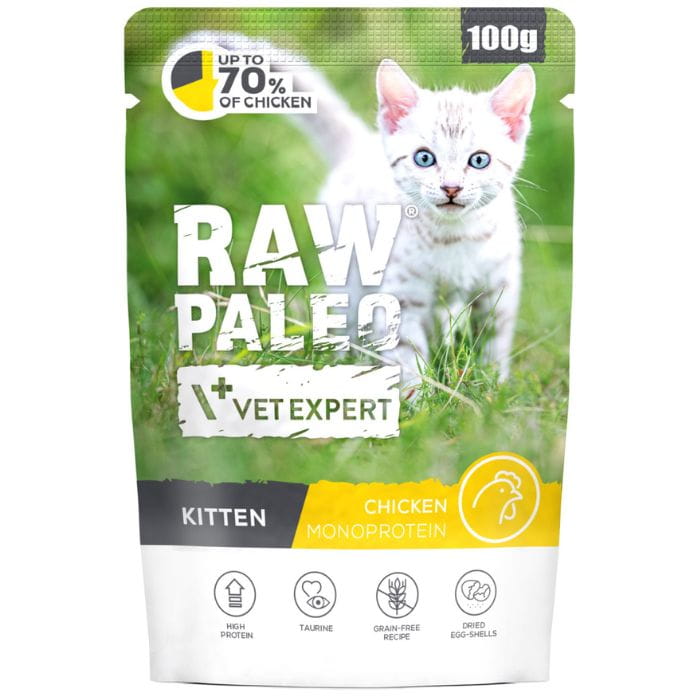 Vet Expert Raw Paleo Kitten kurczak monoproteinowa mokra karma dla kociąt 12x 100g