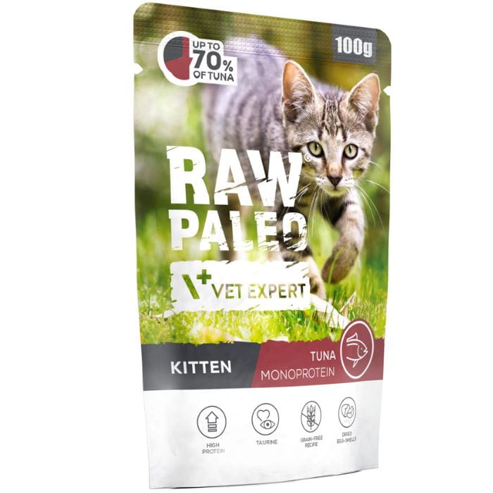 Vet Expert Raw Paleo Kitten tuńczyk monoproteinowa mokra karma dla kociąt 12x 100g