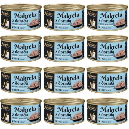 Nekko Supreme Kitten Mokra karma dla kociąt MAKRELA Z DORADĄ SOS 12 x 80g