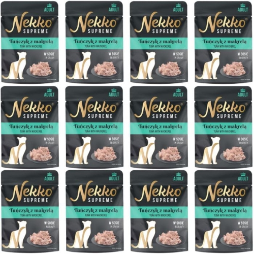 Nekko Supreme Adult Mokra karma dla kota Tuńczyk z makrelą w sosie 12 x 70g