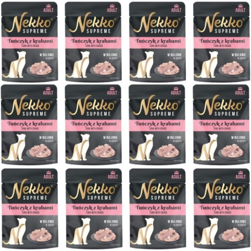 Nekko Supreme Adult Mokra karma dla kota Tuńczyk kraby w bulionie 12 x 70g