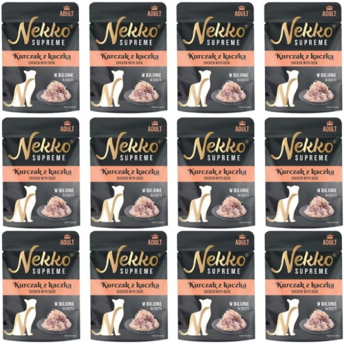 Nekko Supreme Adult Mokra karma dla kota Kurczak z kaczką bulion 12 x 70g