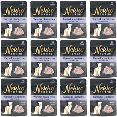 Nekko Supreme Adult Mokra karma dla kota Kurczak jagnięcina sos 12 x 70g