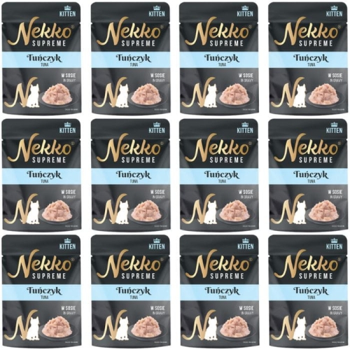 Nekko Supreme Kitten Mokra karma dla kociąt Tuńczyk w sosie 12 x 70g