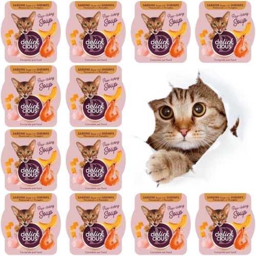Delickcious Zupa z sardynkami krewetką i dynią 12 x 80g karma dla kotów