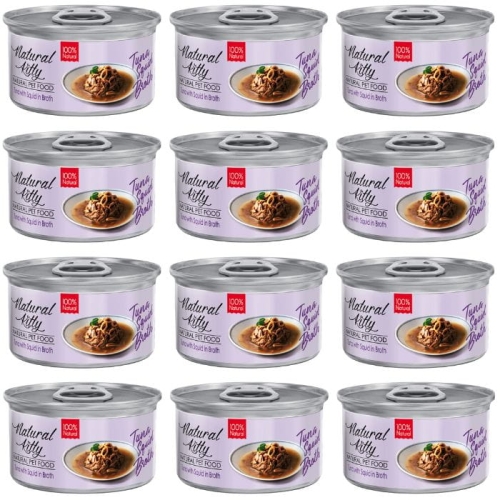 Natural Kitty Tuńczyk z kalmarami w bulionie 12 x 80g Mokra karma dla kotów